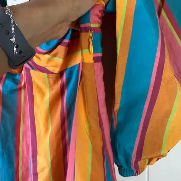 Farm Rio Rainbow Stripe Midi Dress